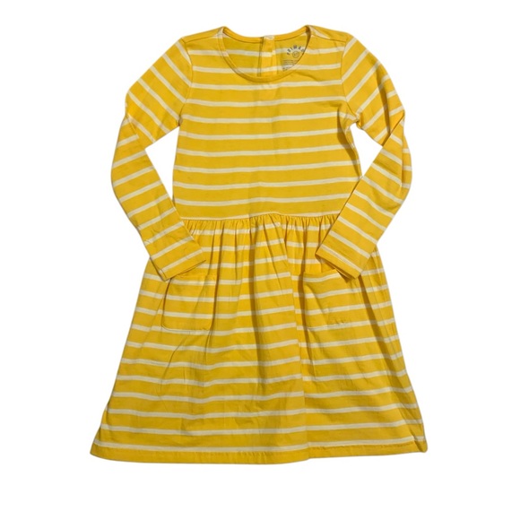 Primary Yellow & White Striped Longsleeve Dress Size 6-7 - Picture 1 of 3